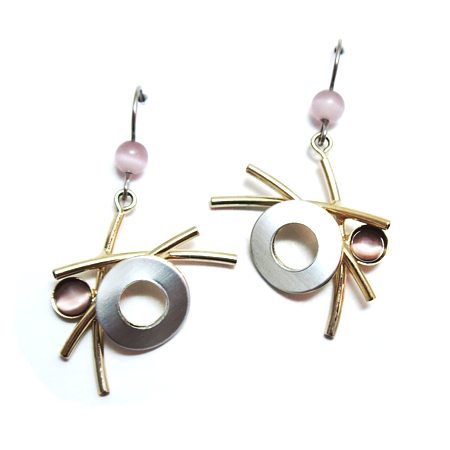 Christophe Poly Earrings - Pink stone 'Zen' - Click Image to Close